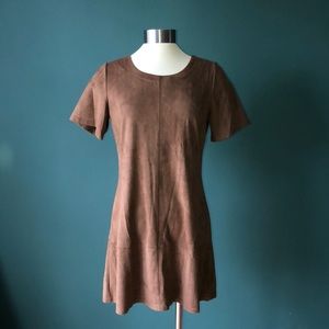 Brown Suede T-shirt Dress